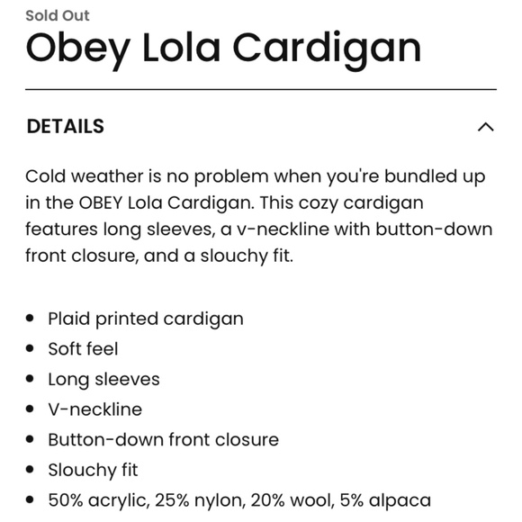 Obey Lola Cartigan - Picture 12 of 14